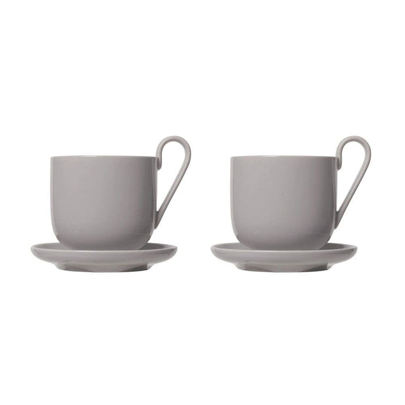 Blomus Germany RO Coffee Cups and Saucers, Set of 2 - Mourning Dove