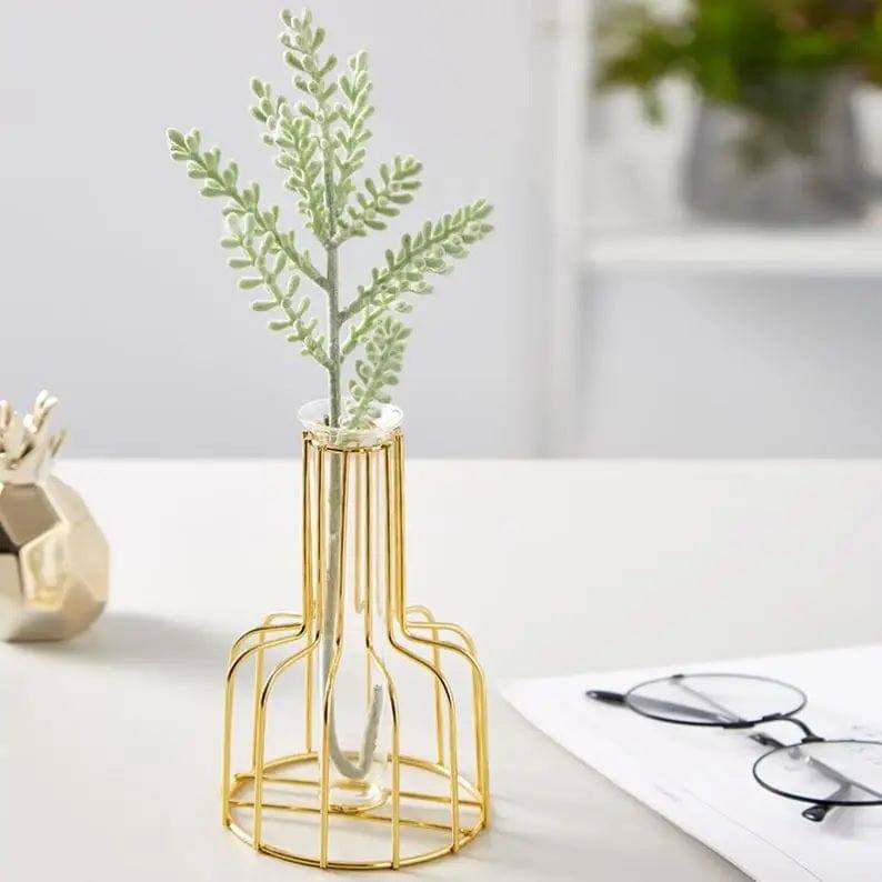 Enhabit Bud Metal Test Tube Vase Small - Gold - Modern Quests
