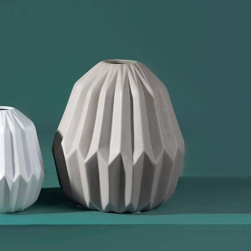 Enhabit Geo Ceramic Vase Large - Grey