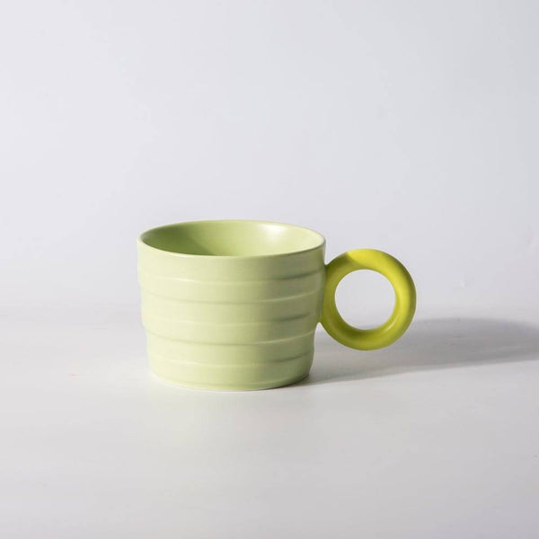 Enhabit Stripes Ceramic Cups, Set of 2 - Light Green - Modern Quests
