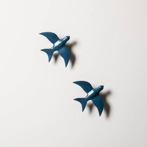 ESQ Living Resin Bird Wall Sculptures, Set of 2 - Ink Blue - Modern Quests