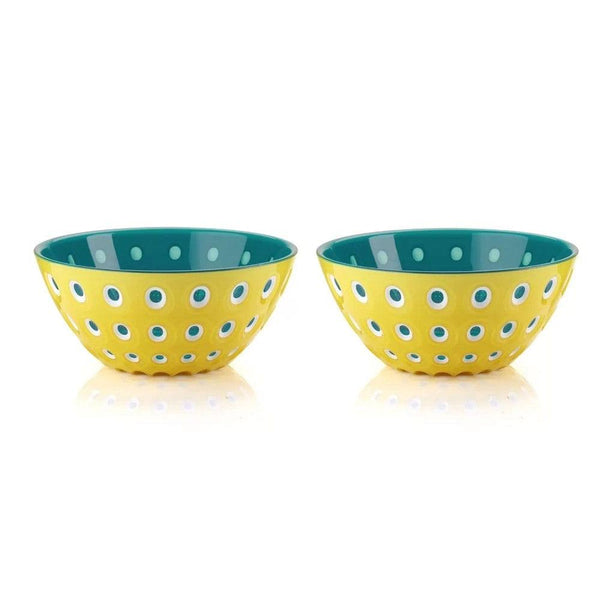 Guzzini Italy Le Murrine Bowls Medium, Set of 2 - Aqua Yellow - Modern Quests