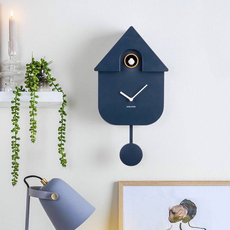 Karlsson Netherlands Modern Cuckoo Pendulum Wall Clock Dark Blue