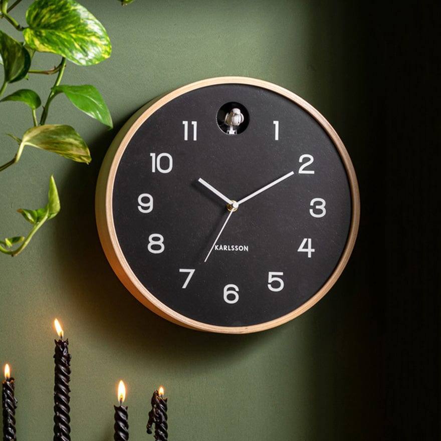 Karlsson Netherlands Natural Cuckoo Wall Clock 31cm Black Modern Quests