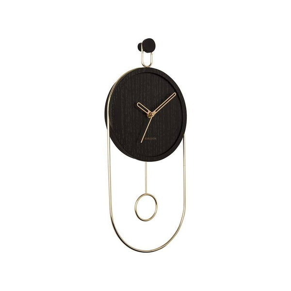 Karlsson Netherlands Swing Pendulum Wall Clock - Black Wood - Modern Quests