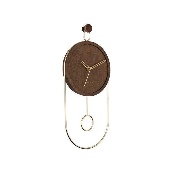 Karlsson Netherlands Swing Pendulum Wall Clock - Dark Wood - Modern Quests