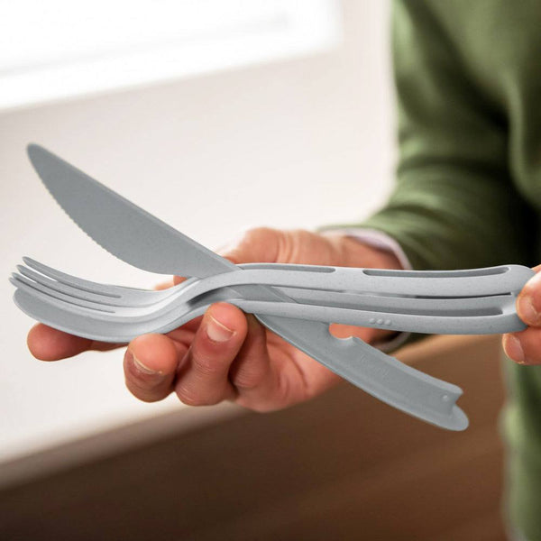Koziol Germany Klikk 3-piece Cutlery Set - Organic Grey - Modern Quests
