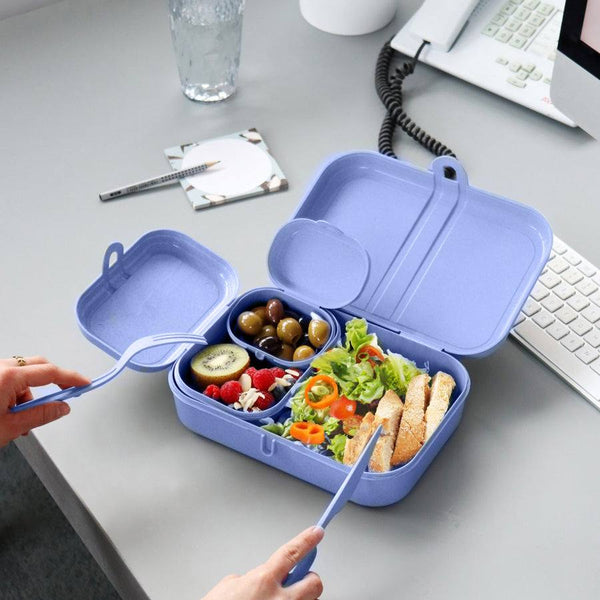 Koziol Pascal Lunch Box with Cutlery Set - Organic Blue – Modern Quests