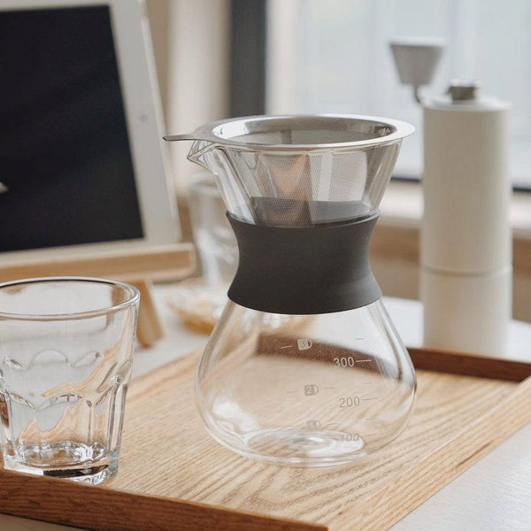 Philosophy Home Glass Pour Over Coffee Maker With Stainless Steel Filter - Modern Quests
