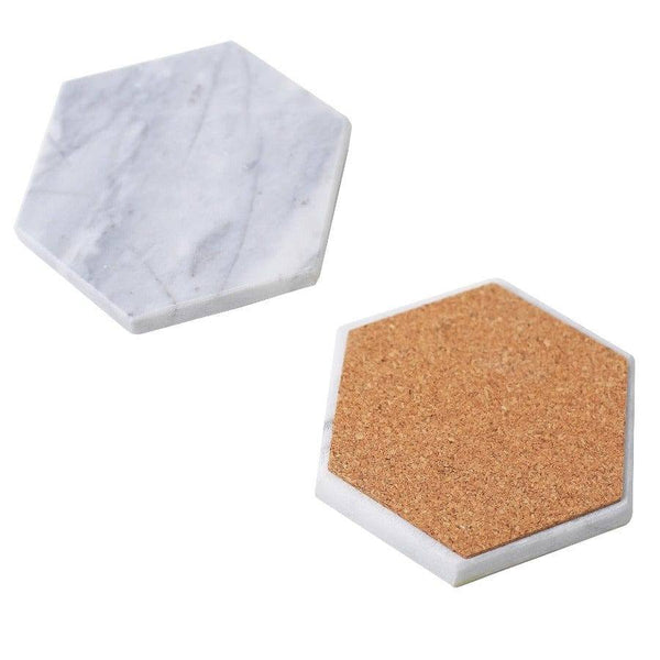 Philosophy Home Hexagon Marble Coasters, Set of 2 - Modern Quests