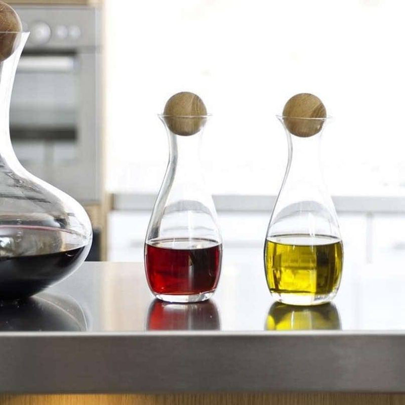 Sagaform Sweden Nature Oil and Vinegar Bottles with Oak Stoppers, Set of 2 - Modern Quests