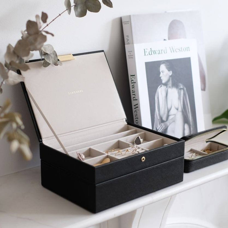 STACKERS London Jewellery Box with Lid Medium - Black