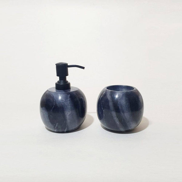 The Handicraft Street Orb Soap Dispenser & Tumbler Set - Black Marble - Modern Quests