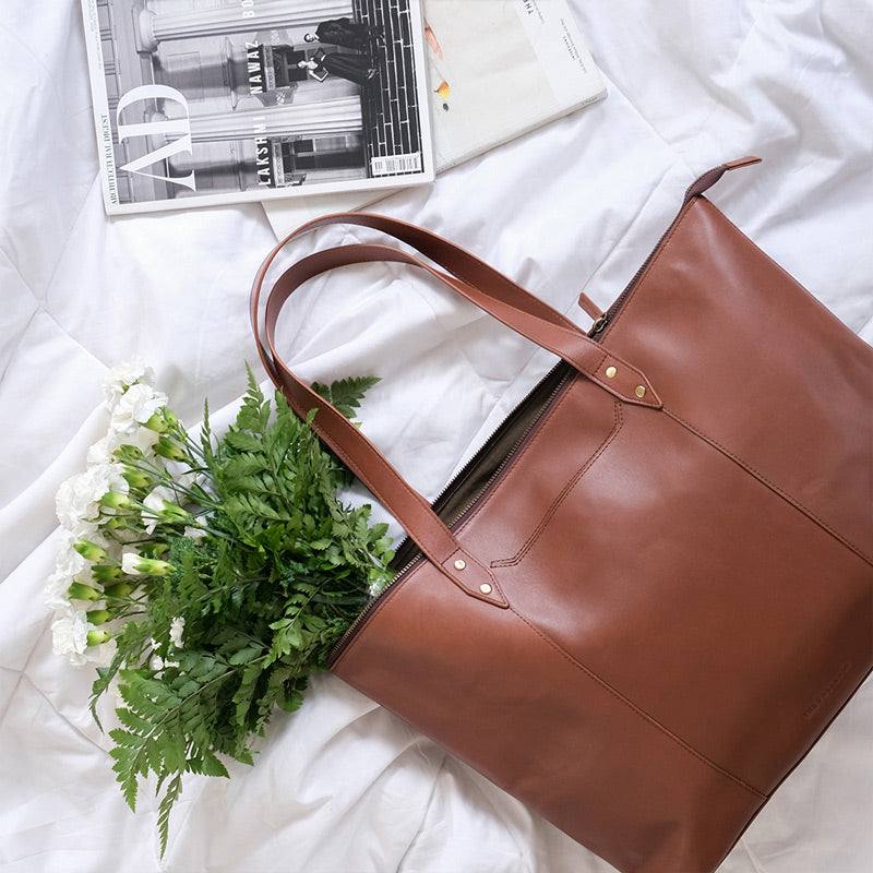 The Postbox Cece Leather Tote - Classic Tan - Modern Quests