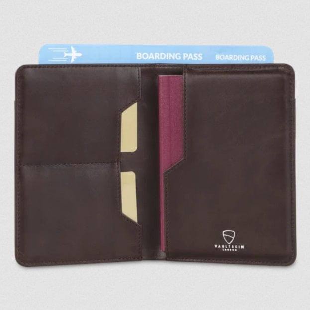 Vaultskin London Kensington Passport Wallet - Brown RFID
