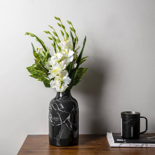ESQ Living Alina Vase Medium - Black Marble - Modern Quests