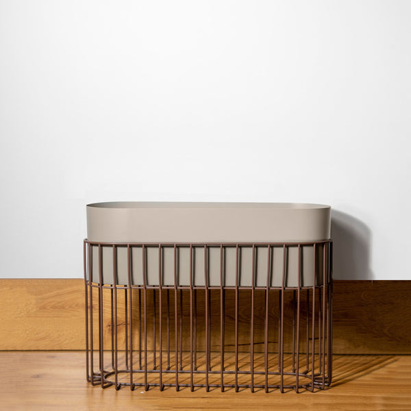 Arlo Indoor Metal Planter with Stand - Matte Taupe