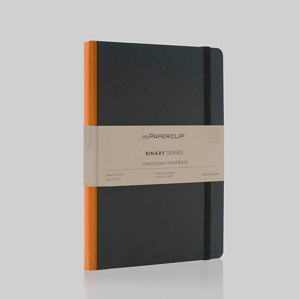 myPAPERCLIP Hardcover Notebook, Binary Series - Orange - Modern Quests