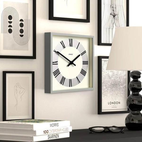 Box Roman Wall Clock - Grey
