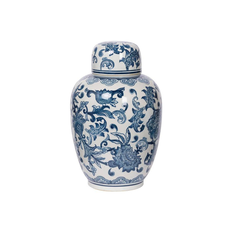 Chantilly Ginger Jar With Lid Medium - Blue Flowers