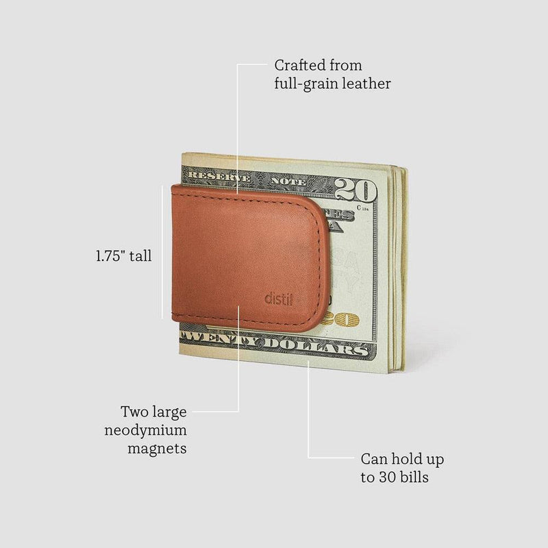 Classic Leather Money Clip - Brown