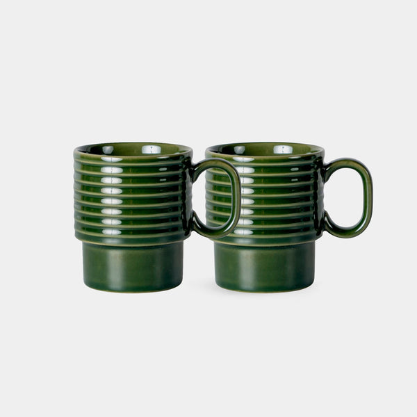 Coffee & More Coffee Mugs, Set of 2 - Green