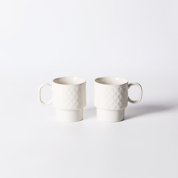 Coffee & More Coffee Mugs, Set of 2 - White
