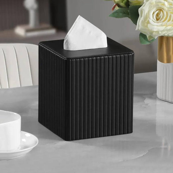 Enhabit Columns Square Tissue Box Holder - Black - Modern Quests