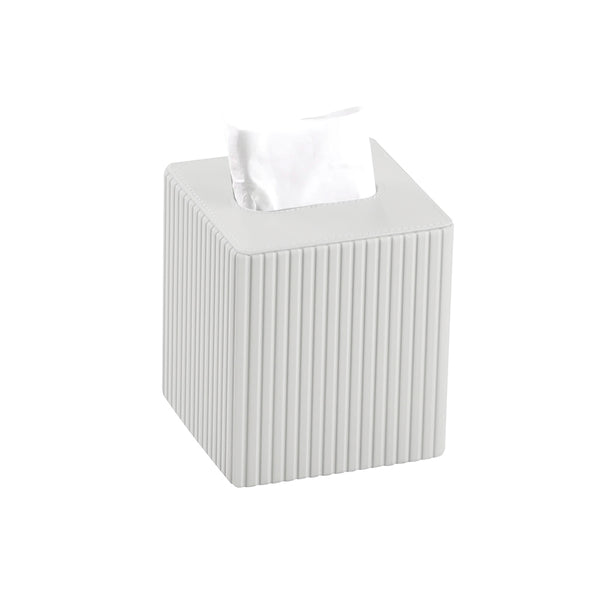 Columns Square Tissue Box Holder - White