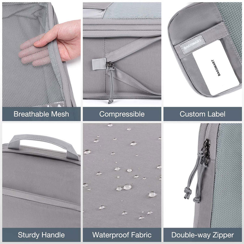 Compression Packing Cubes, Set of 6 - Grey