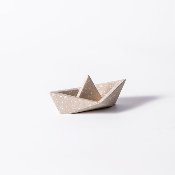Concrete Boat Paperweight - Speckled Taupe
