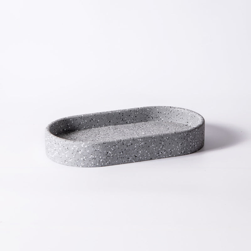 Concrete Oval Valet Tray Medium - Speckled Grey