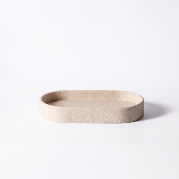Concrete Oval Valet Tray Medium - Speckled Taupe