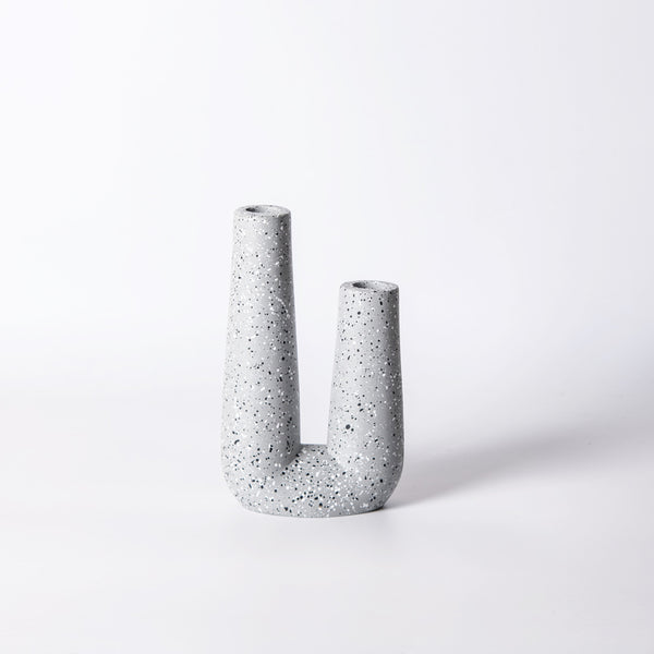 Curve Duo Vase - Speckled Grey