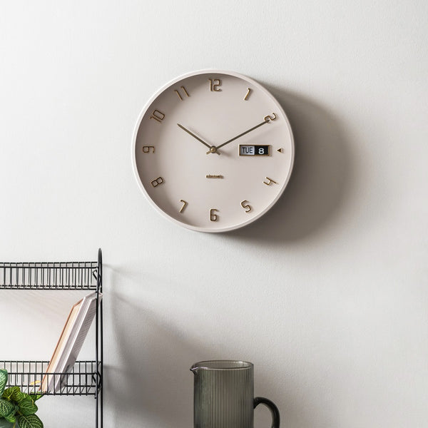 Data Flip Wall Clock 30cm - Warm Grey
