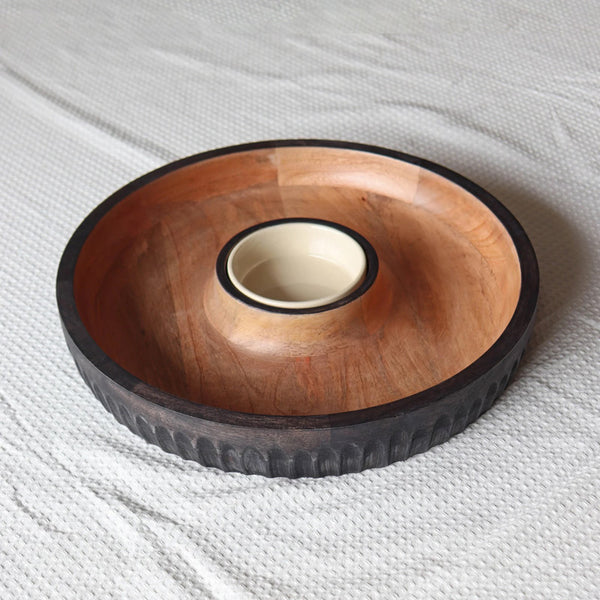 Dual Tone Wooden Chip and Dip Platter Medium