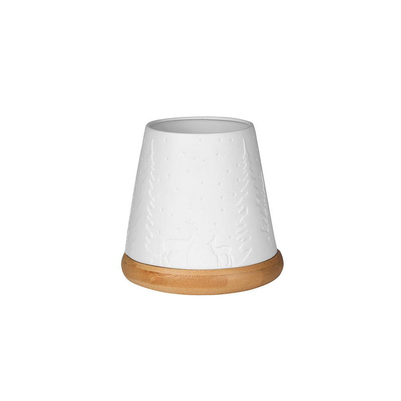 Embossed Lantern with Wooden Base - Forest