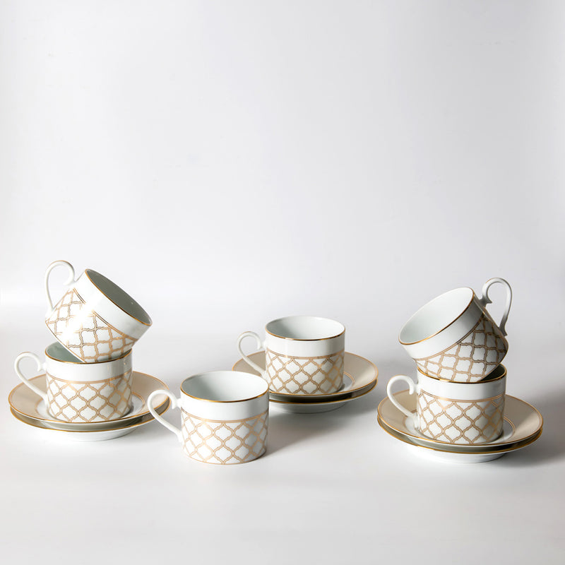 Eternal Palace 12-piece Porcelain Tea Set - Gold