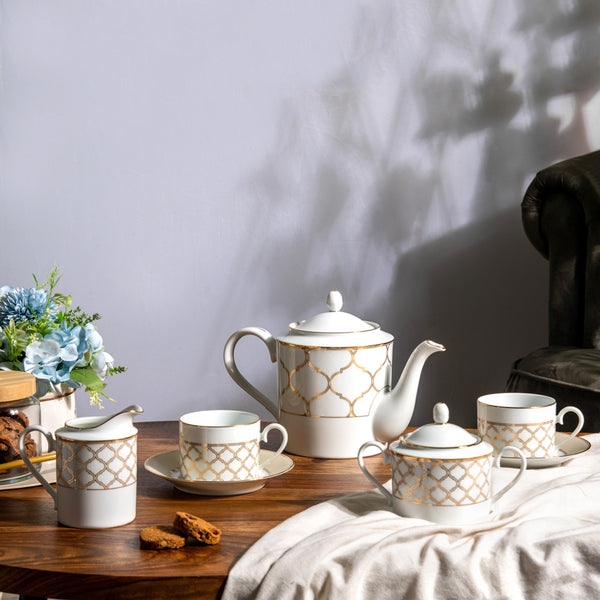 Eternal Palace 17-piece Porcelain Tea Set - Gold