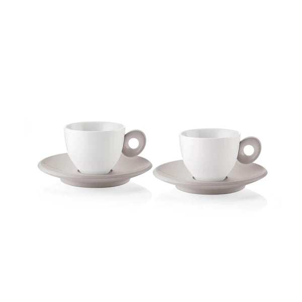 Everyday Espresso Cups with Saucer, Set of 2 - Sky Grey