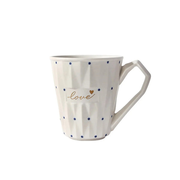 Faceted Ceramic Coffee Mug - Love
