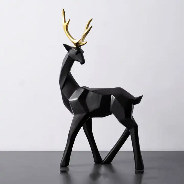 Faceted Standing Antler Decorative Sculpture - Black