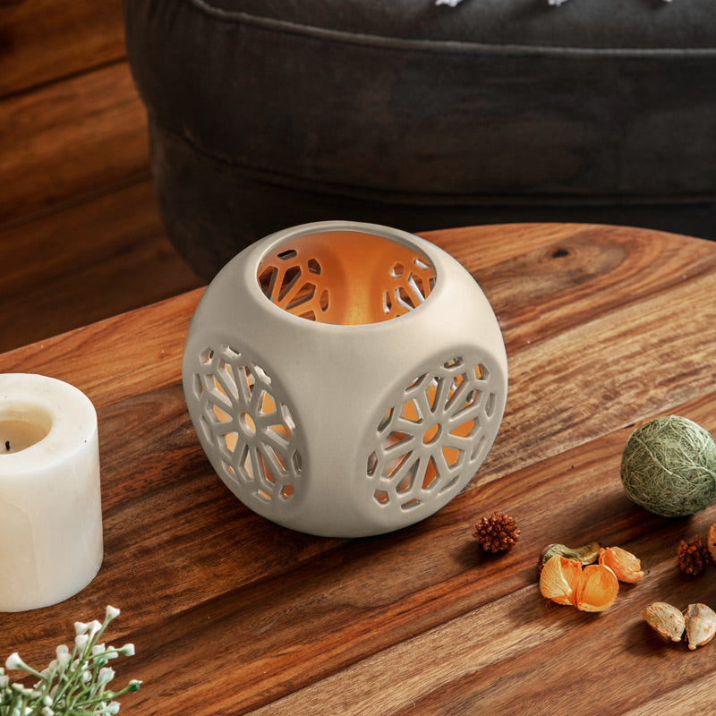 Fiore Ceramic Tealight Holder Medium - Beige