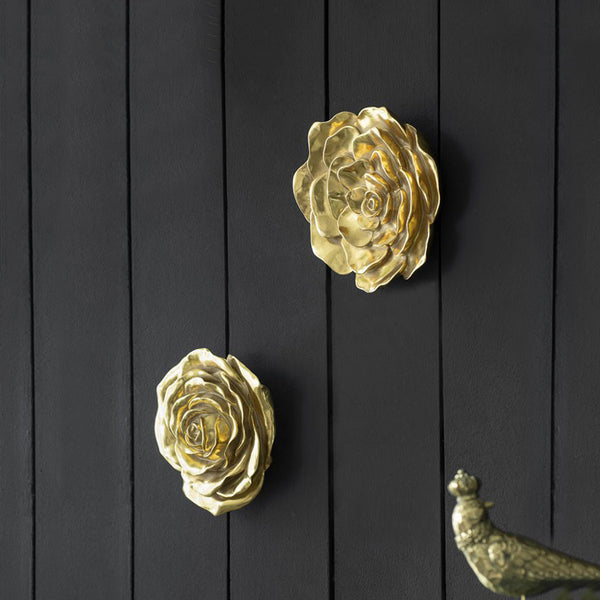 Flower Wall Accents Small, Set of 2 - Gold