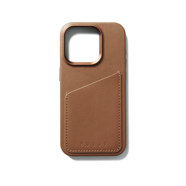 Full Leather Wallet Case for iPhone 15 Pro - Dark Tan