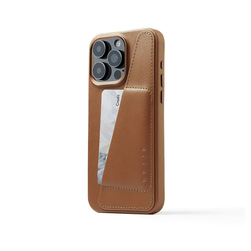 Full Leather Wallet Case for iPhone 15 Pro Max - Dark Tan