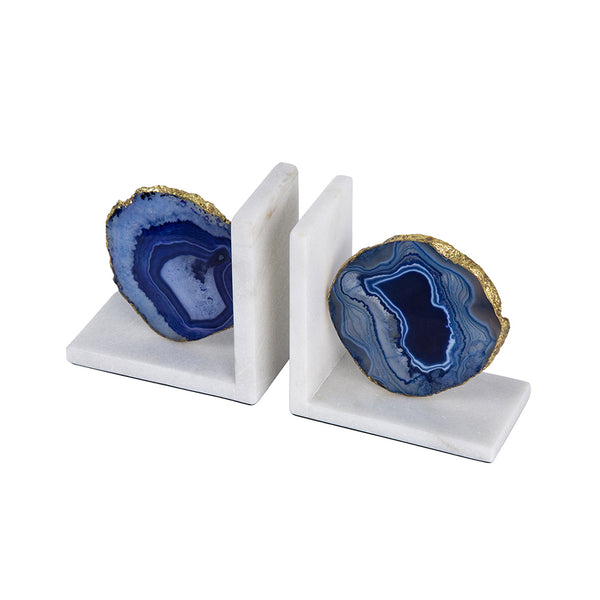 Geode Bookends with Marble Base, Set of 2