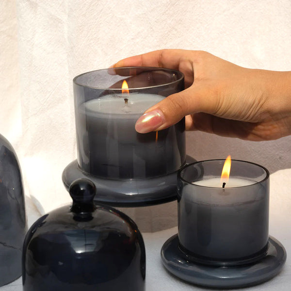 Glass Dome Candle Large - Slate Grey