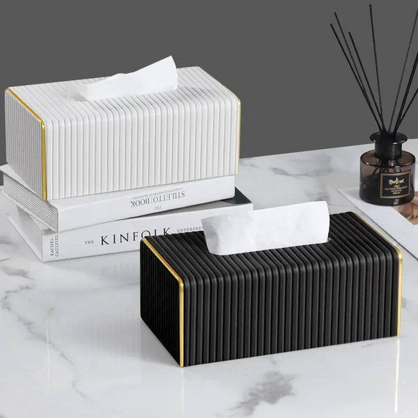 Enhabit Gold Edge Tissue Box Holder - Black - Modern Quests