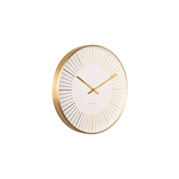 Gold Lines Wall Clock Large - White